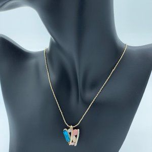 18KGF Rose Gold Over Silver Cubic Zirconia Beautiful Pendant Necklace